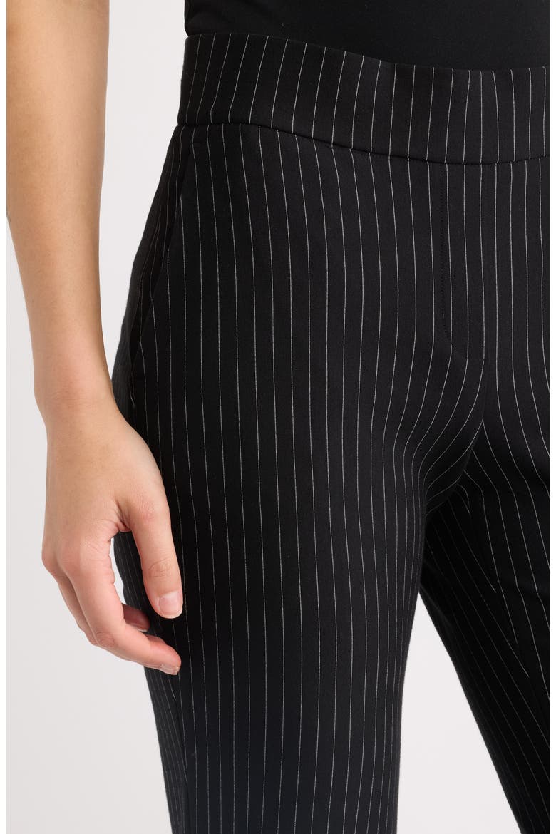 Pinstripe Wide Leg Pull-On Trousers, Alternate, color, ANNE BLACK/ WHITE DOVE