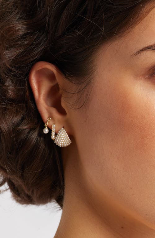 Chelsea28 3 Pairs Of Demi Fine Faux Pearl Earrings In Gold