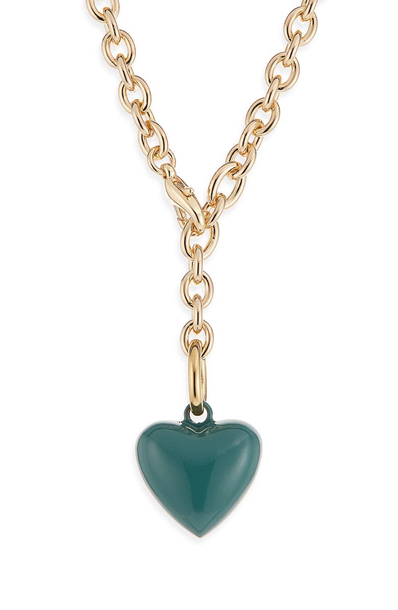ROXANNE ASSOULIN The Mini Puffy Heart Necklace, Main, color, Forest
