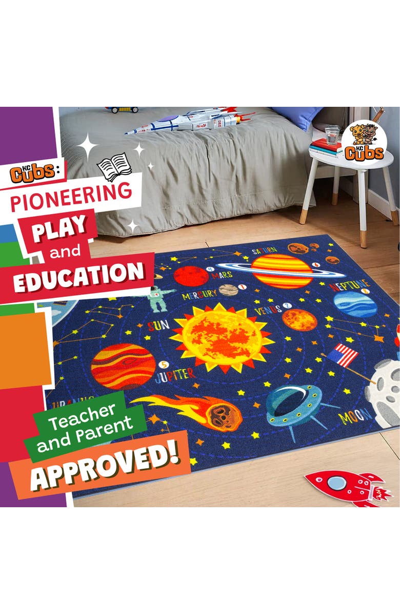 KC Cubs Educational Rug Solar System Map, 3x5' Playmat, Interactive Play, Alternate, color, Multicolored
