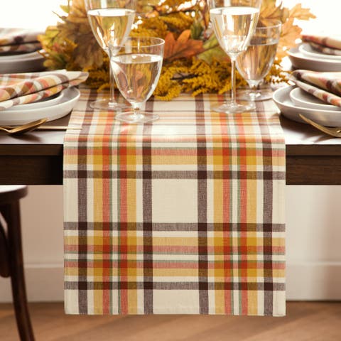 Russet Harvest Woven Plaid Table Runner