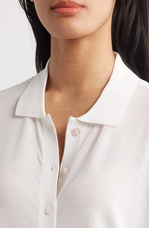 Shop Mavi Jeans Button-up Polo Sweater In Antique White
