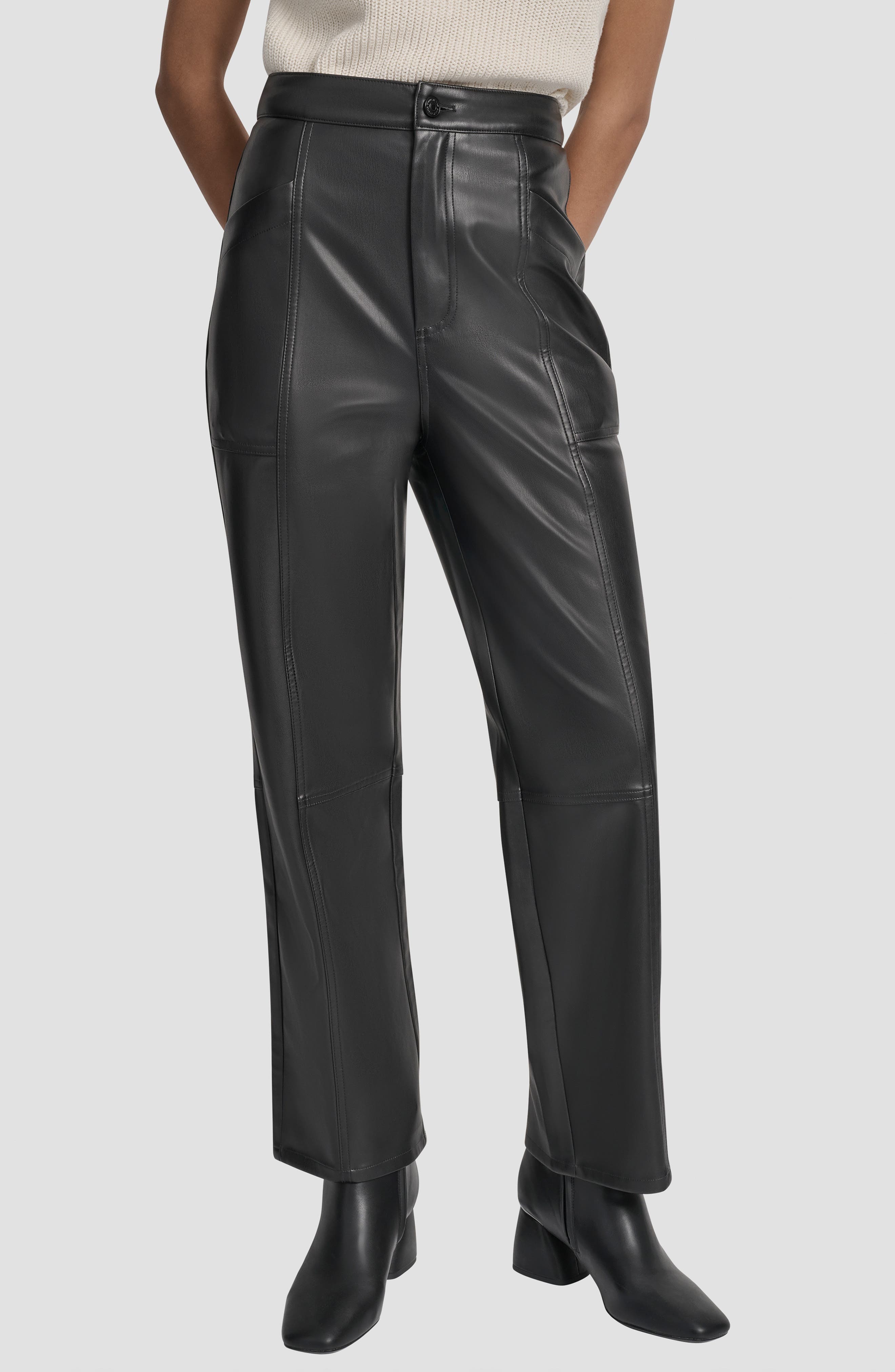 DKNY Jeans Faux Leather High Waist Pants