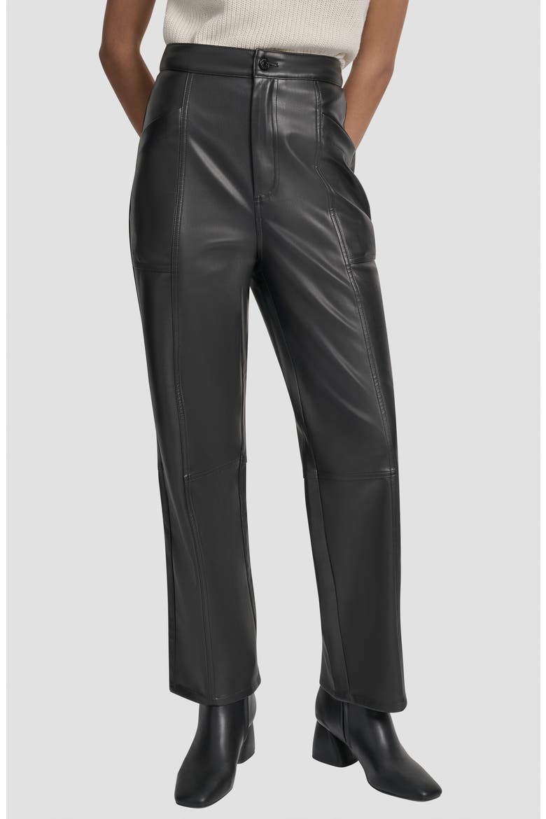 Faux Leather High Waist Pants, Main, color, BLACK