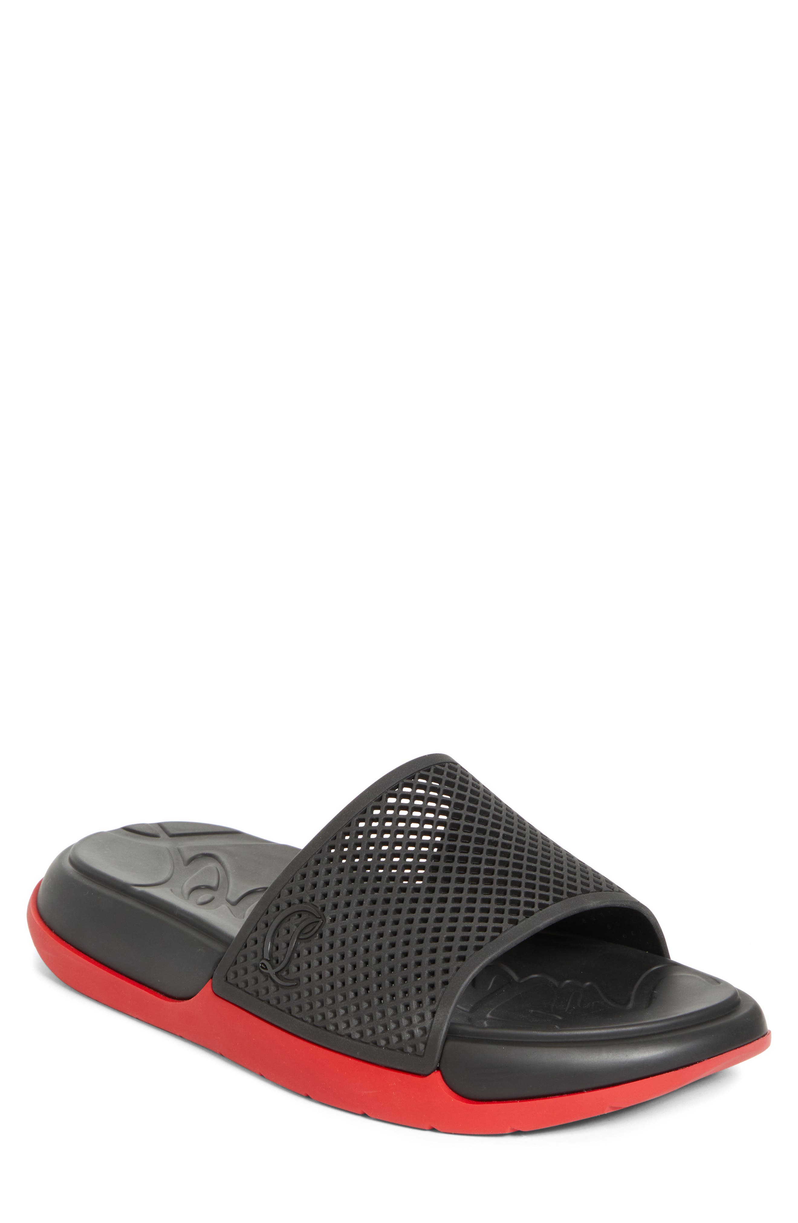 Christian Louboutin Easy Breezy Rubber Slide Sandal, Main, color, Black