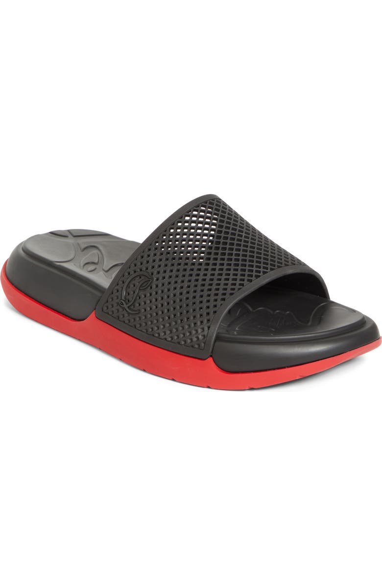 Christian Louboutin Easy Breezy Rubber Slide Sandal, Main, color, Black