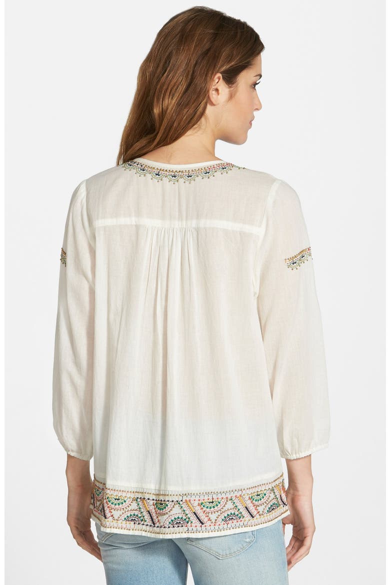 Beaded & Embroidered Tunic, Alternate, color, OFF WHITE