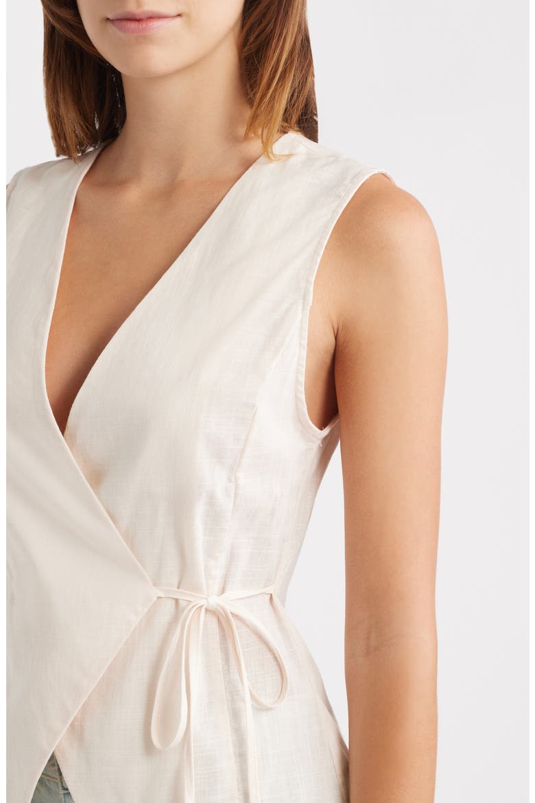 Vanni Wrap Front Cotton Top, Alternate, color, CREAM