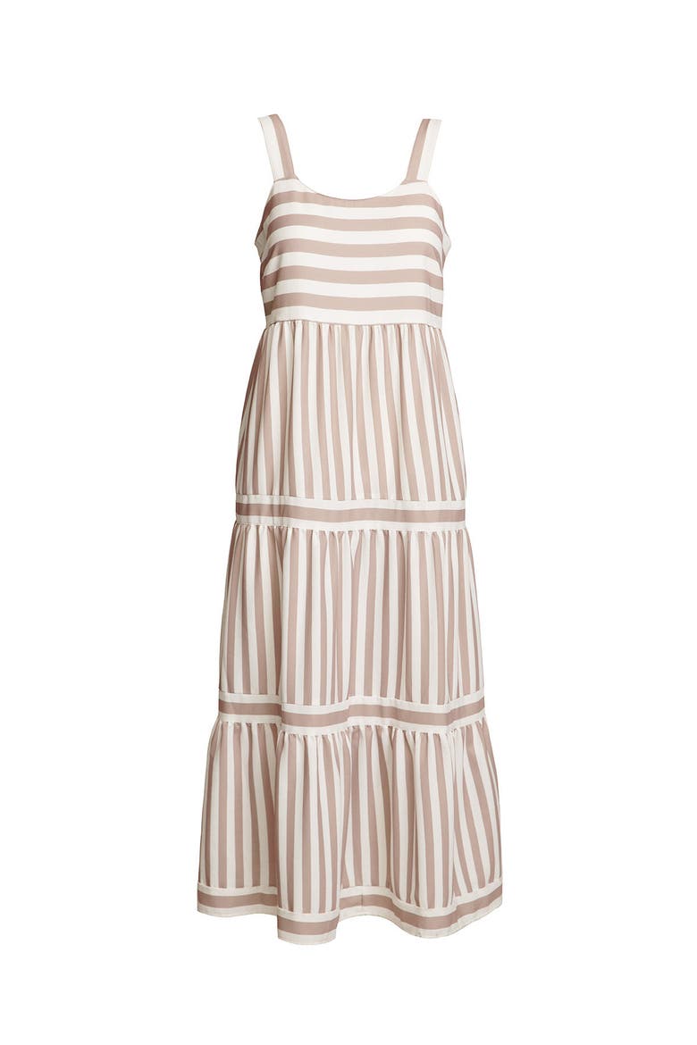 Striped Tiered Maxi Dress, Alternate, color, Beige