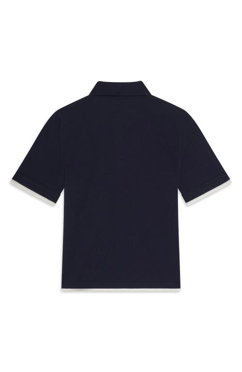 Frame Womens The Sport Short-sleeves Cotton-knit Polo Shirt Navy Multi In Black