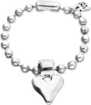 UNODE50 Sterling Silver Plated Ball Bracelet With Heart Detail