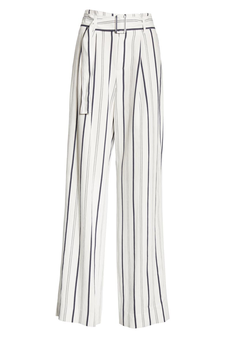 Belted Stripe Pants, Alternate, color, OFF WHITE