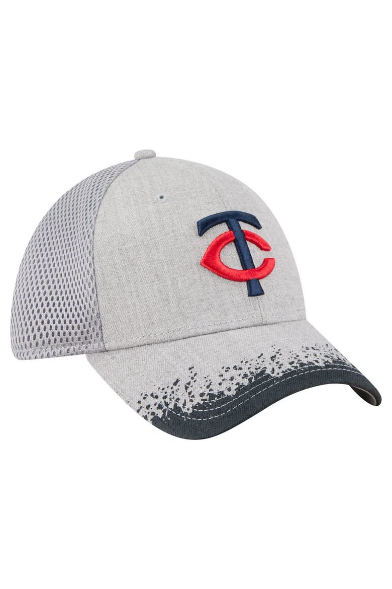 Men's New Era Gray Minnesota Twins Visor Paint Splatter 39THIRTY Flex Hat, Alternate, color, Gray