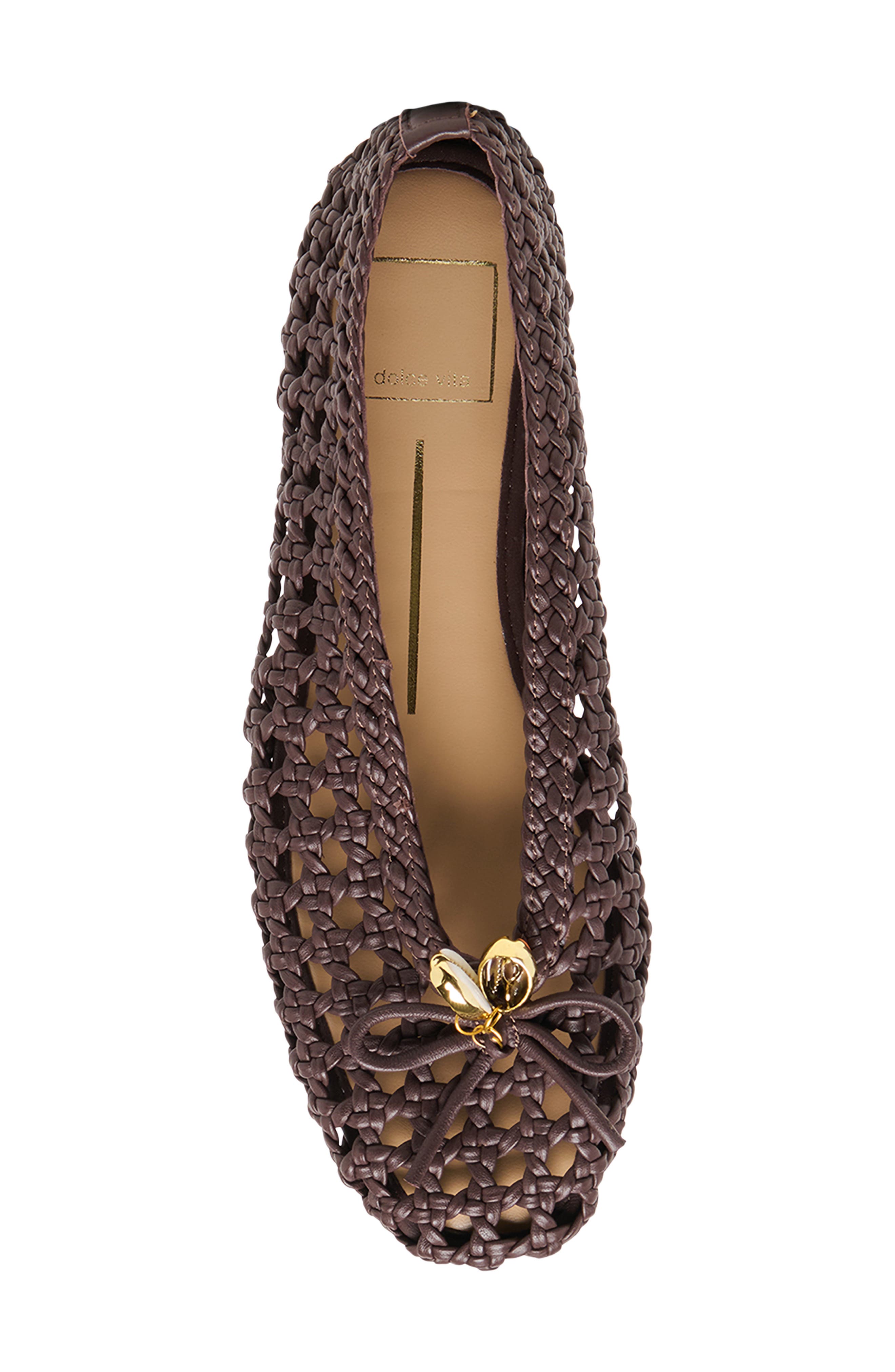 Dolce Vita Cason Woven Ballet Flat, Alternate, color, Dark Brown Woven Leather