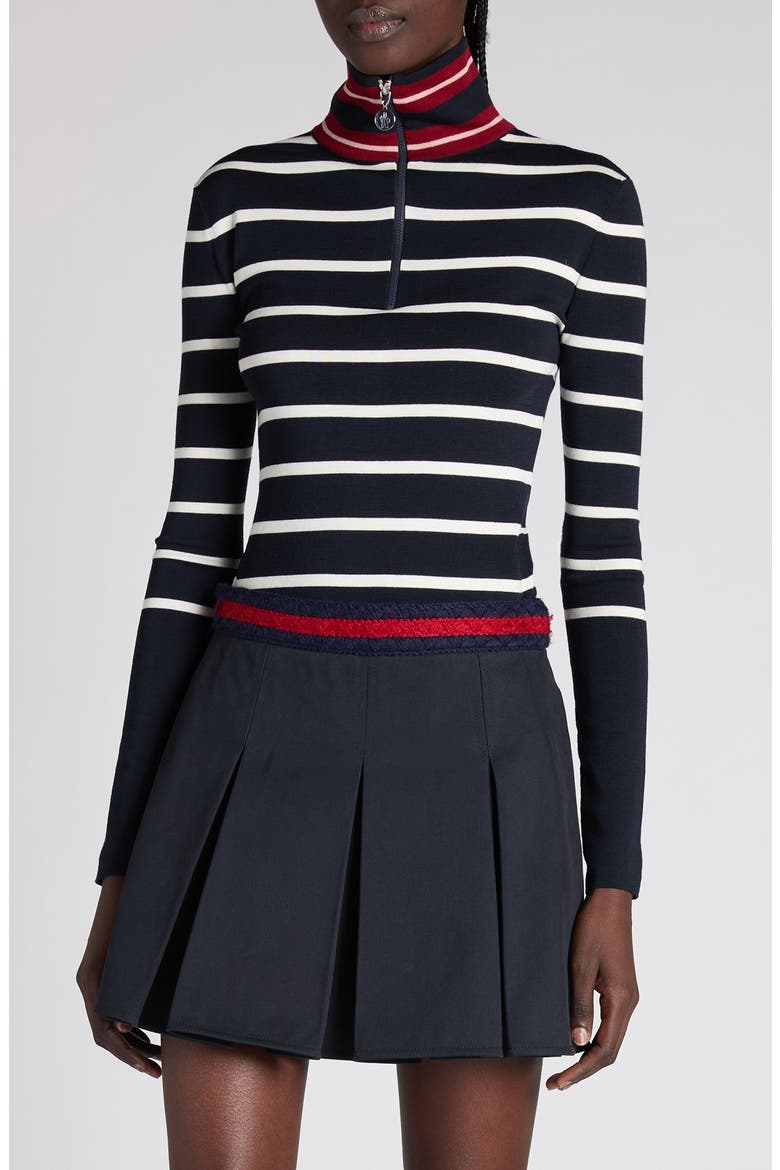 Stripe Virgin Wool Quarter Zip Pullover, Main, color, STRIPE