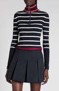 Moncler Stripe Virgin Wool Quarter Zip Pullover