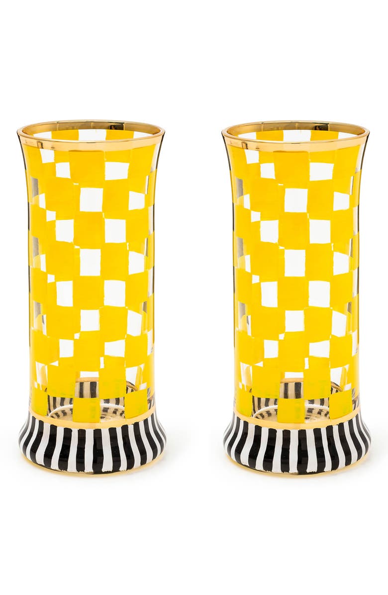 MACKENZIE CHILDS Set of 2 Carnival Yellow Highball Glasses, Main, color, 