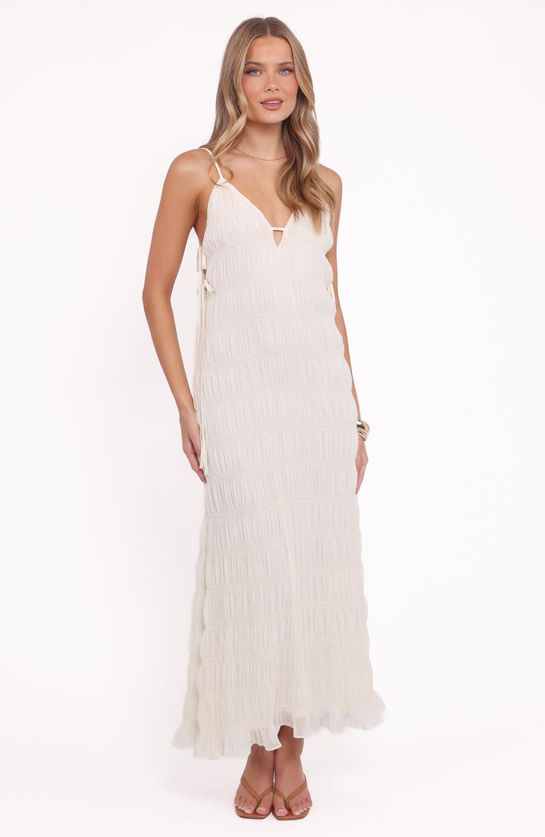 Petal & Pup Seraphine Shirred Sleeveless Maxi Dress, Alternate, color, Cream