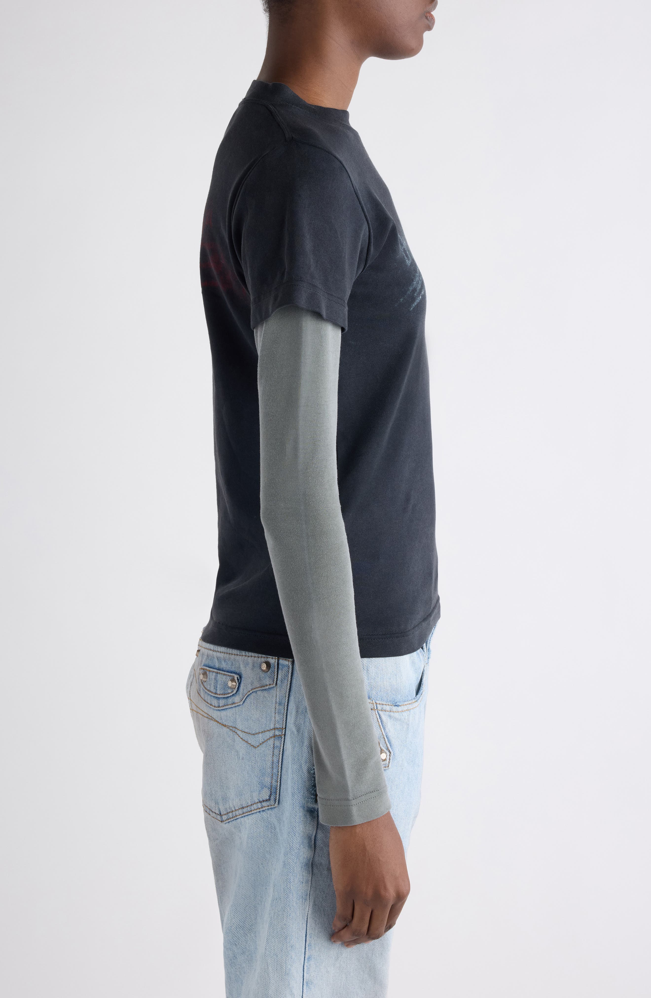 Balenciaga Washed Crayon Political Logo Layered T-Shirt (Women) | Nordstrom