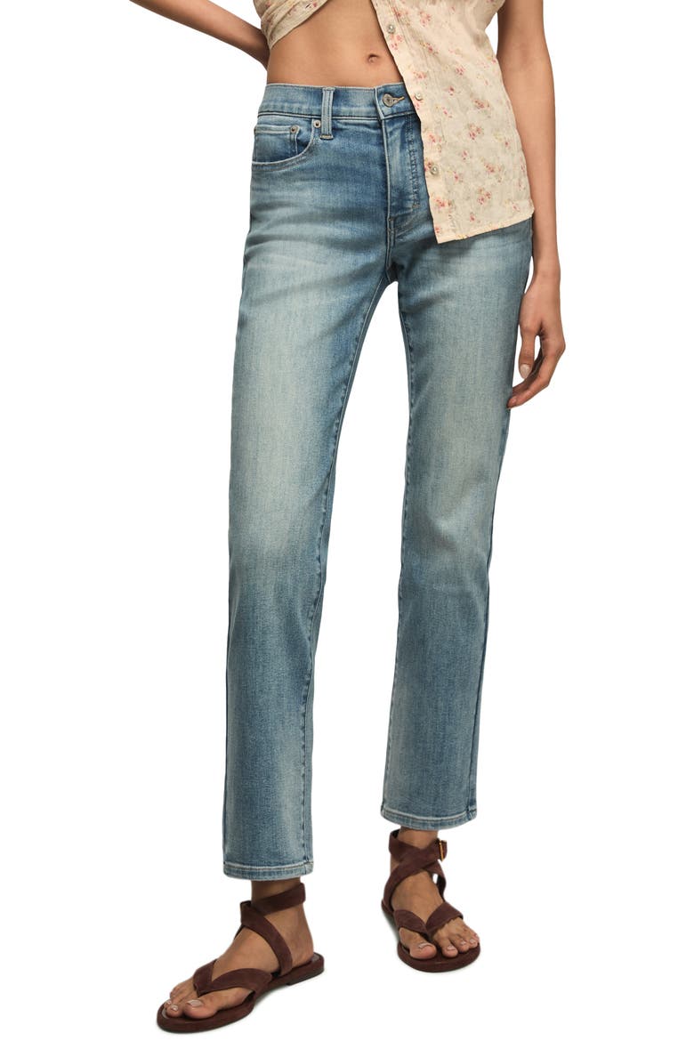 Zoe High Waist Straight Leg Jeans, Main, color, HERE WE GO INDIGO WASH