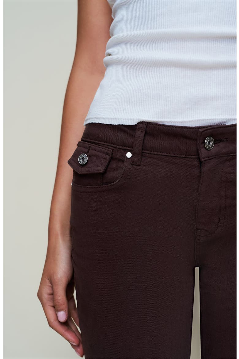 Low Rise Flare Twill Pant, Alternate, color, Chocolate