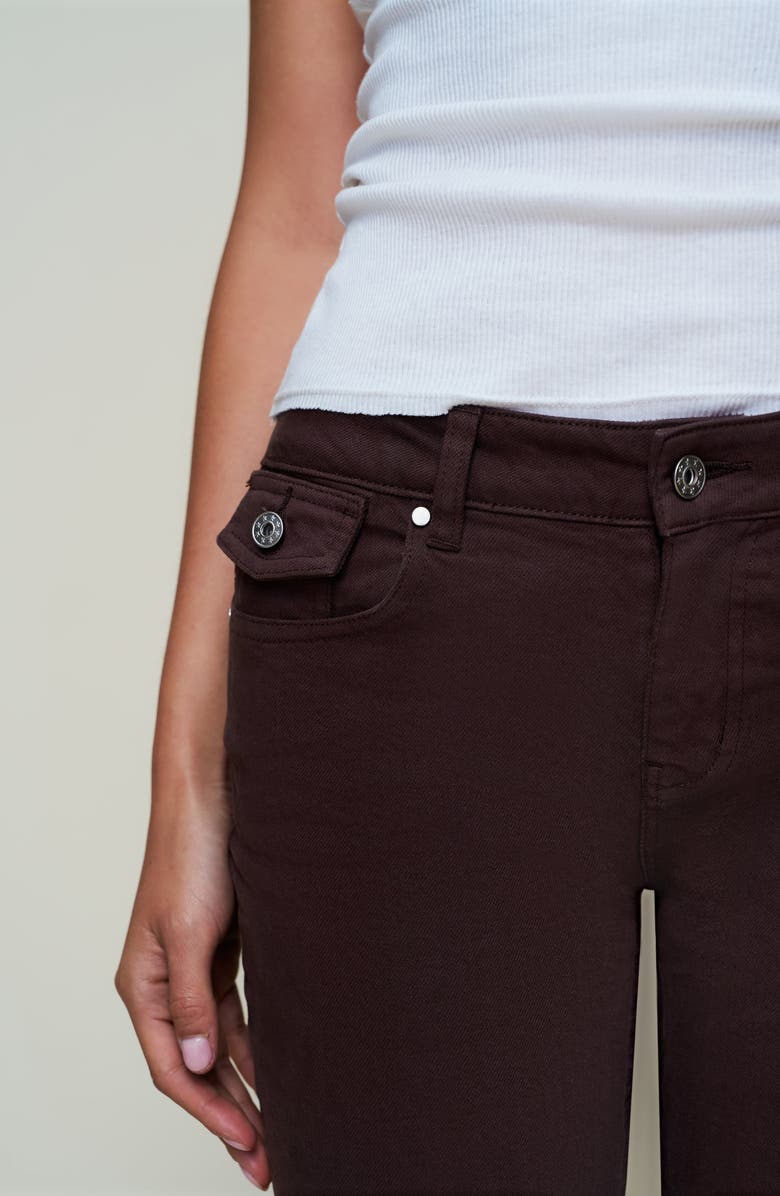 Guizio Low Rise Flare Twill Pant, Alternate, color, Chocolate