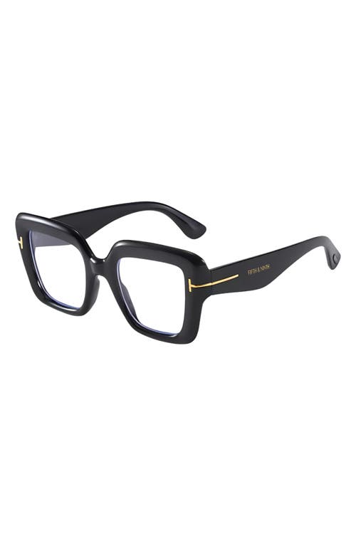 Fifth & Ninth Bailey 58mm Square Blue Light Blocking Glasses In Black