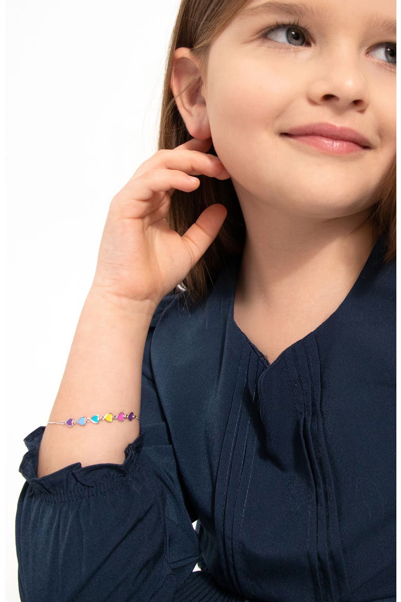 Rainbow Enamel Heart Girls Bracelet, Alternate, color, Multi-Color