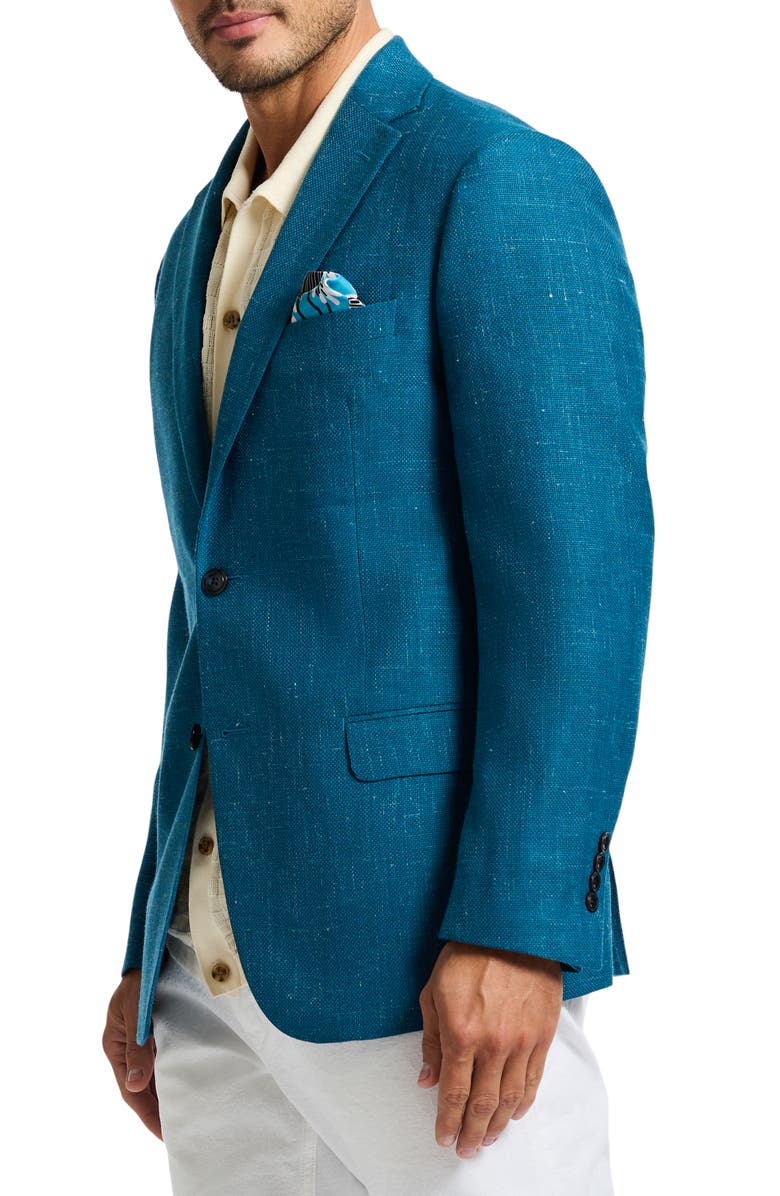 Robert Graham Fallon Solid Blue Slub Wool Blend Sport Coat, Alternate, color, Blue