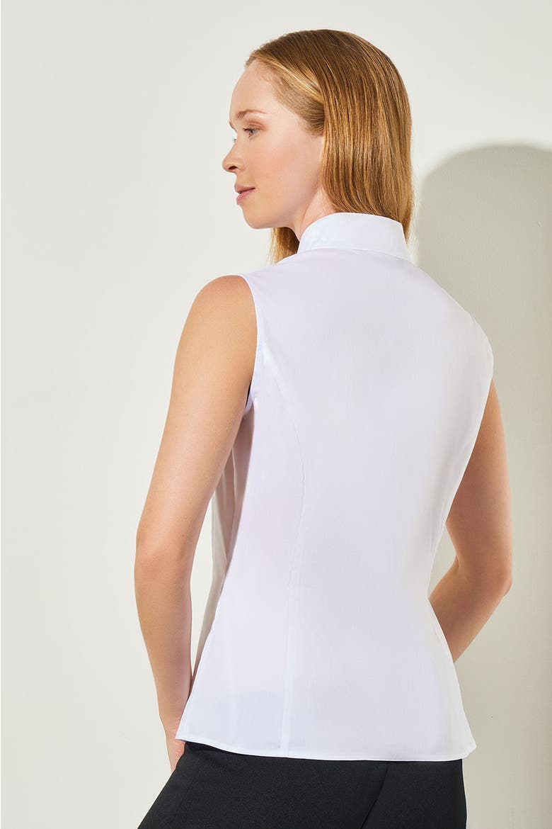 Sleeveless Woven Shell, Alternate, color, WHITE