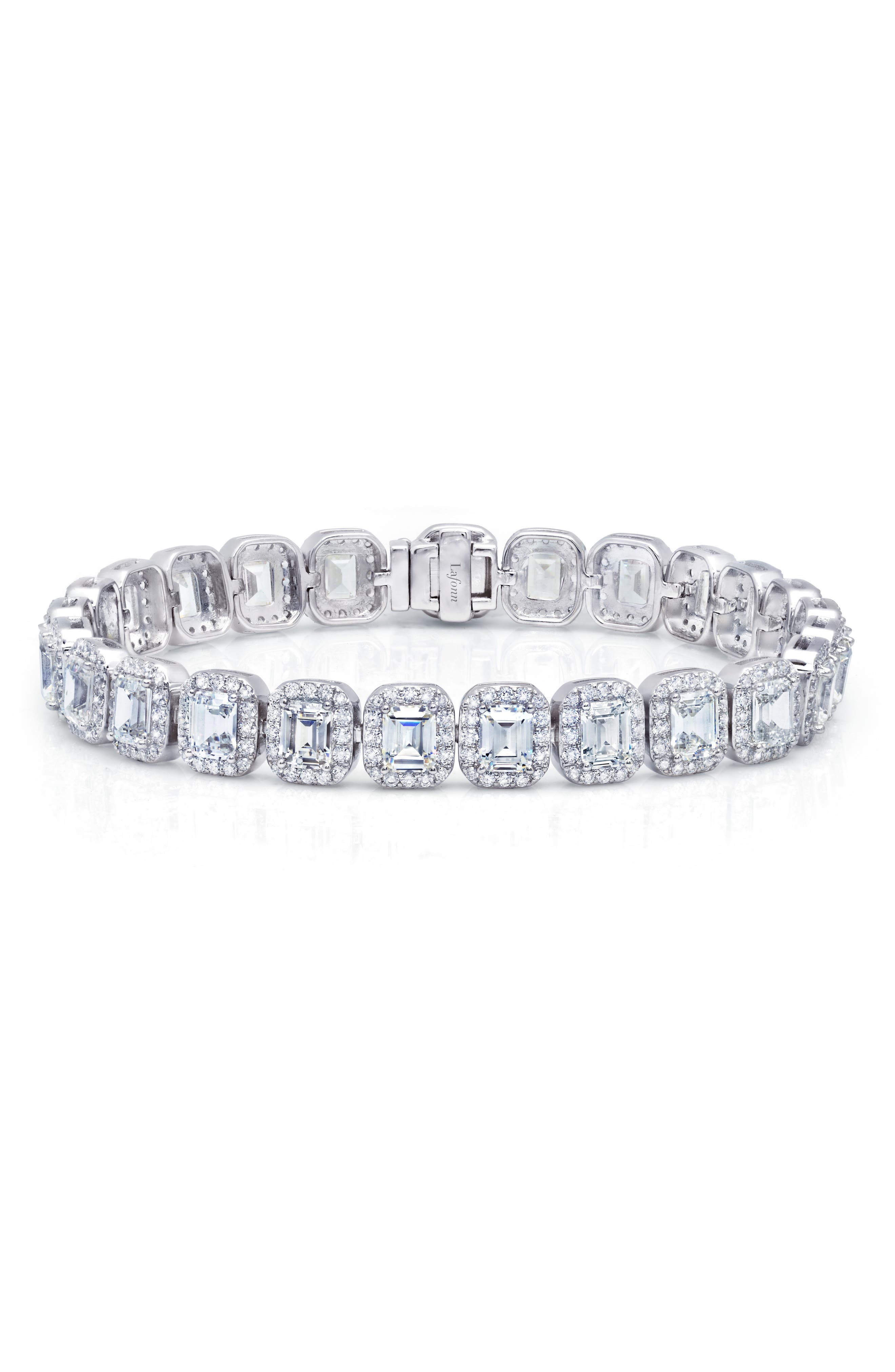Lafonn Lassaire Emerald Cut Simulated Diamond Tennis Bracelet