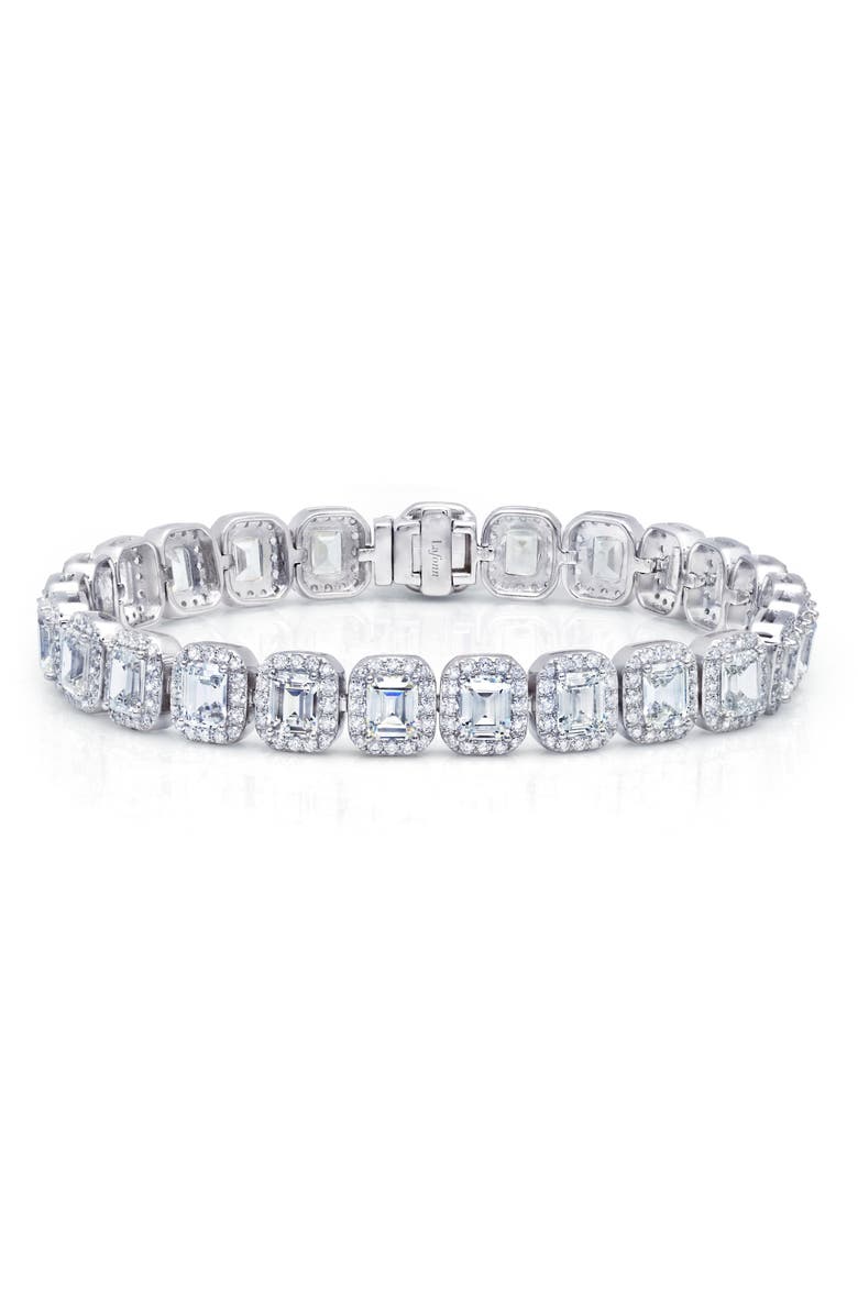 Lafonn Lassaire Emerald Cut Simulated Diamond Tennis Bracelet, Main, color, 