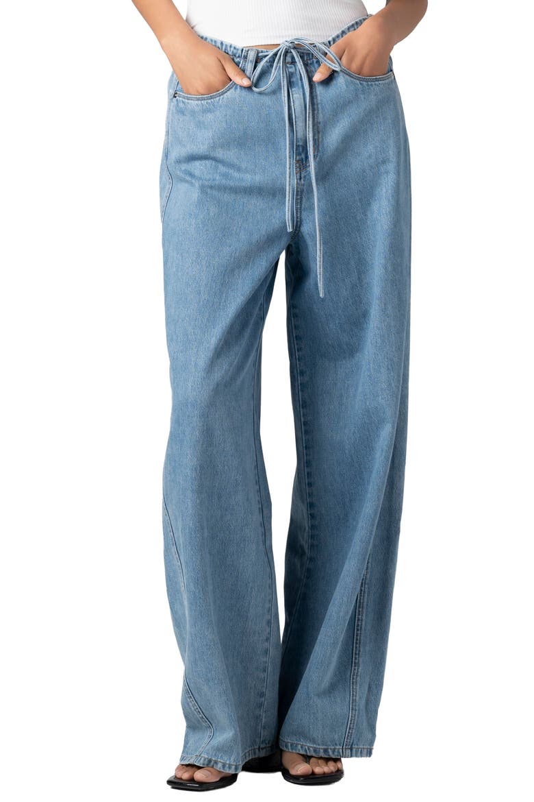 The Low Rise Baggy Fit Drawstring Jeans, Main, color, PASSING TIME - MEDIUM INDIGO