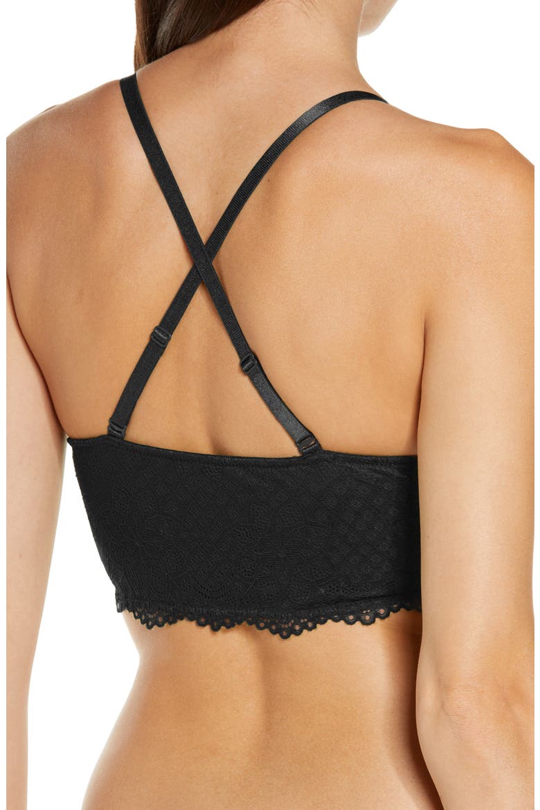 Lace Longline Bralette, Alternate, color, BLACK