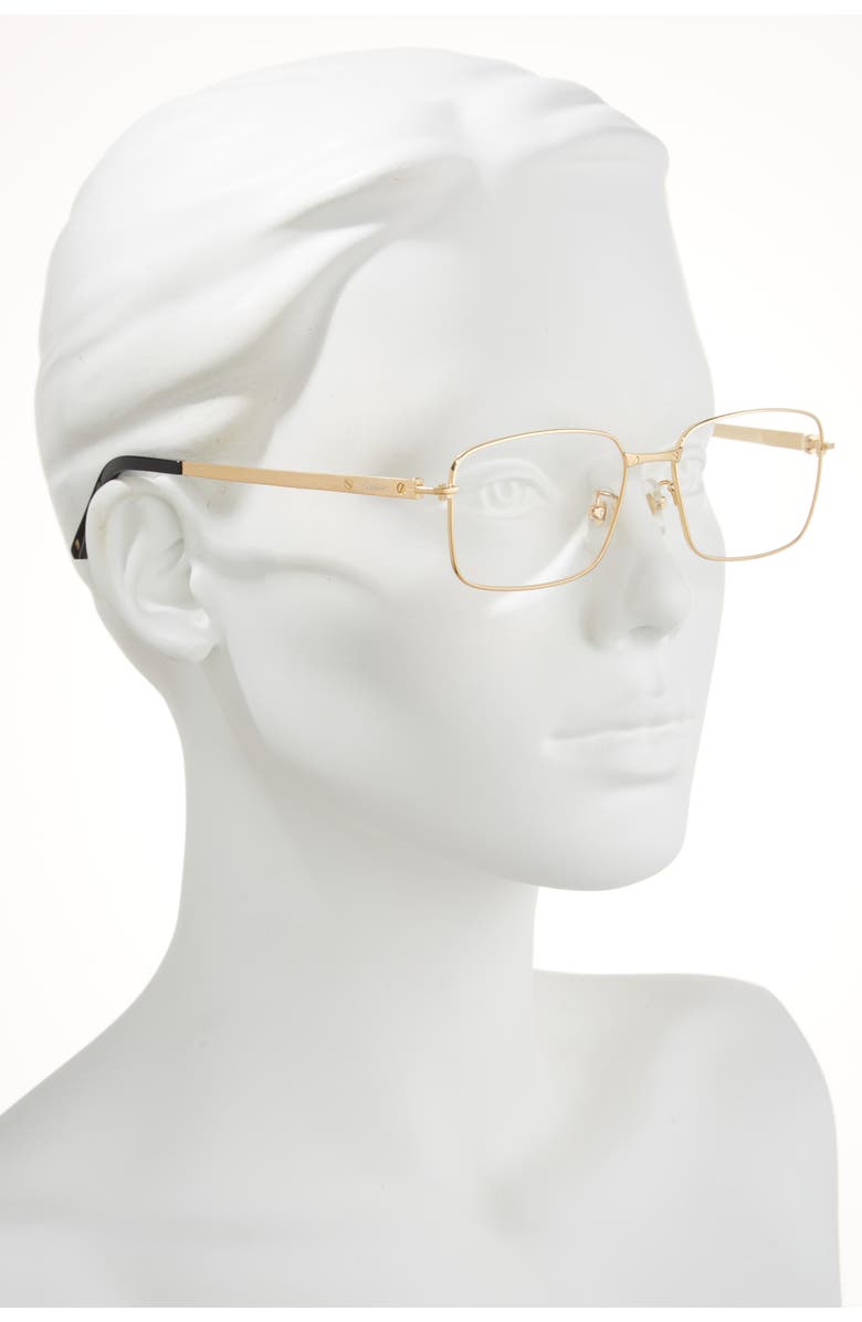 Cartier 55mm Rectangular Optical Glasses, Alternate, color, Gold
