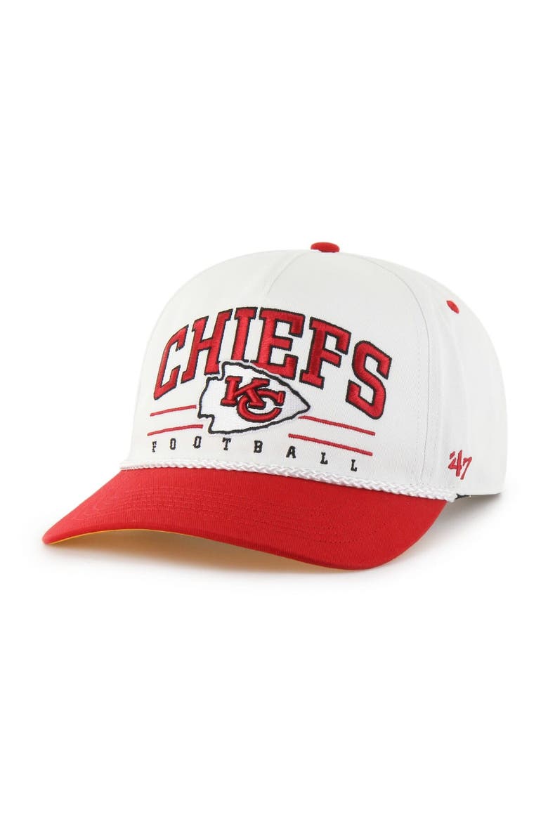 Men's '47 White/Red Kansas City Chiefs Roscoe Two-Toned Hitch Adjustable Hat, Main, color, White