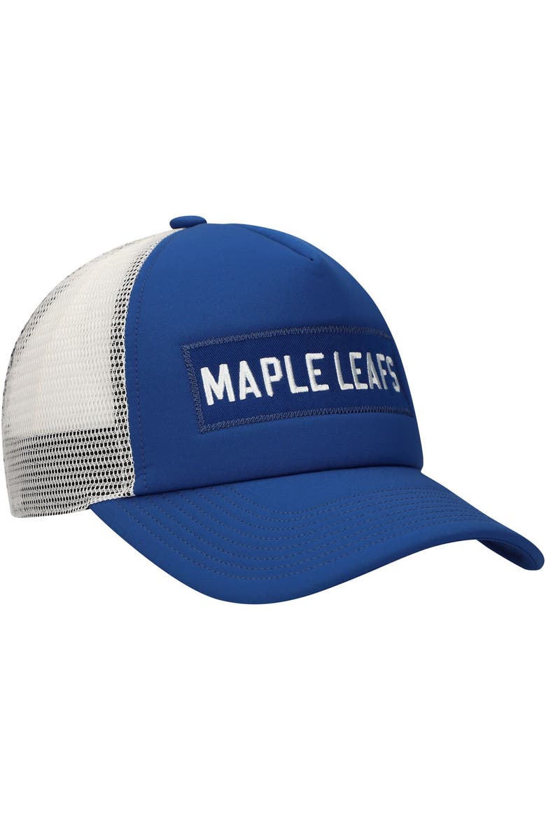 Men's adidas Blue/White Toronto Maple Leafs Team Plate Trucker Snapback Hat, Alternate, color, Blue