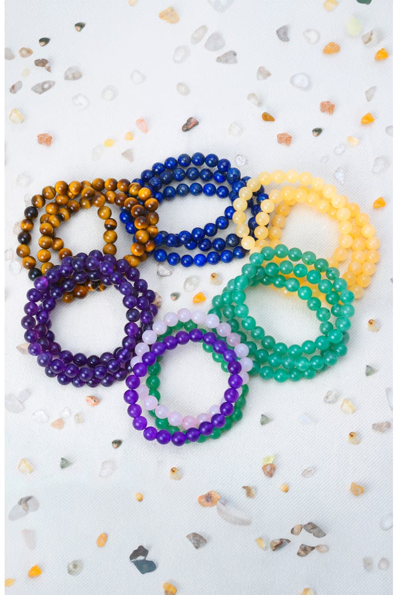 Set of 3 Semiprecious Stone Beaded Stretch Bracelets, Alternate, color, AQUAMARINE