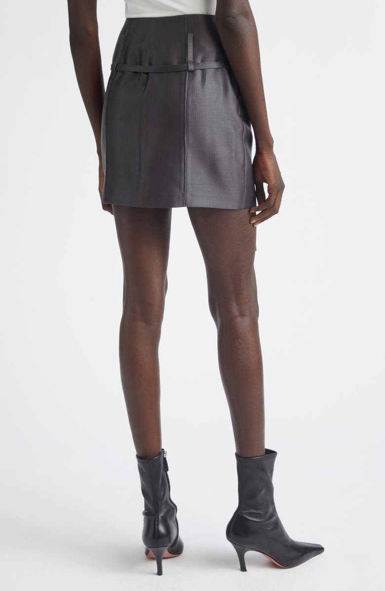 GRACE LING Relics Belted Wool Blend Satin Miniskirt, Alternate, color, Dark Grey