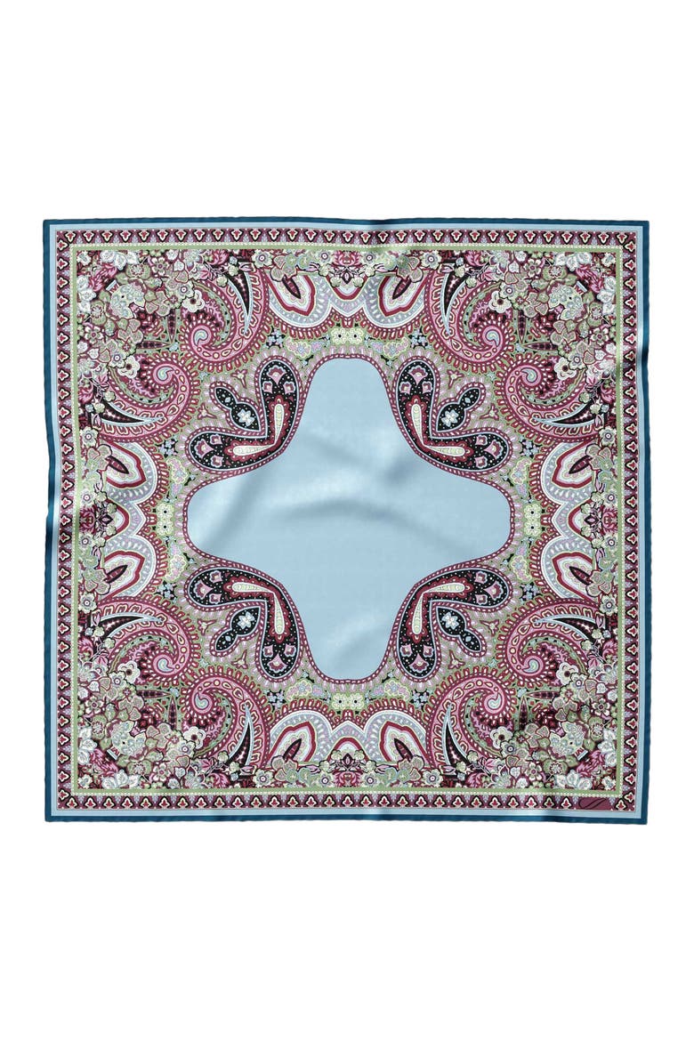 Perugia - Silk Pocket Square for Men, Main, color, Blue and Burgundy