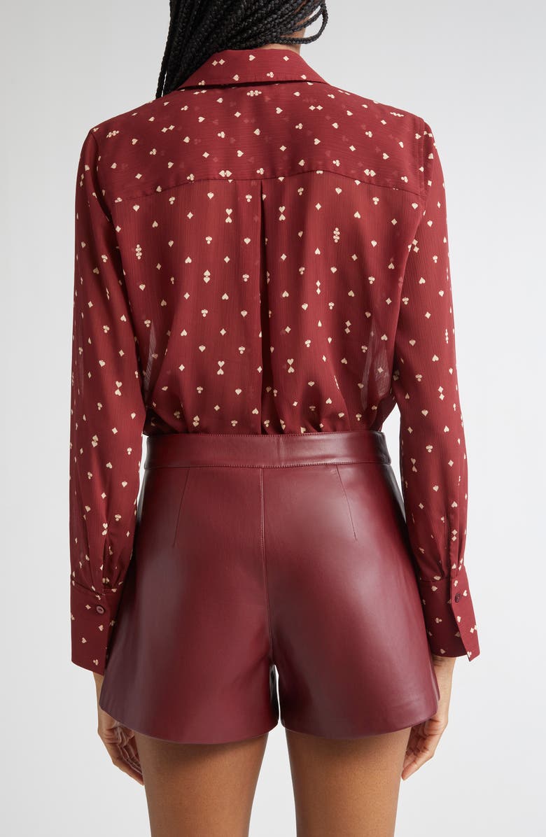 L'AGENCE Basil Tie Neck Shirt, Alternate, color, Black Cherry