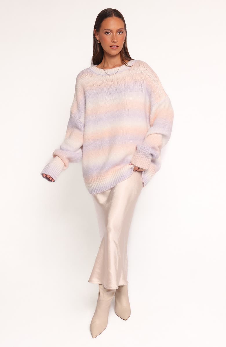 Petal & Pup Joy Oversize Stripe Sweater, Alternate, color, Lavender Stripe