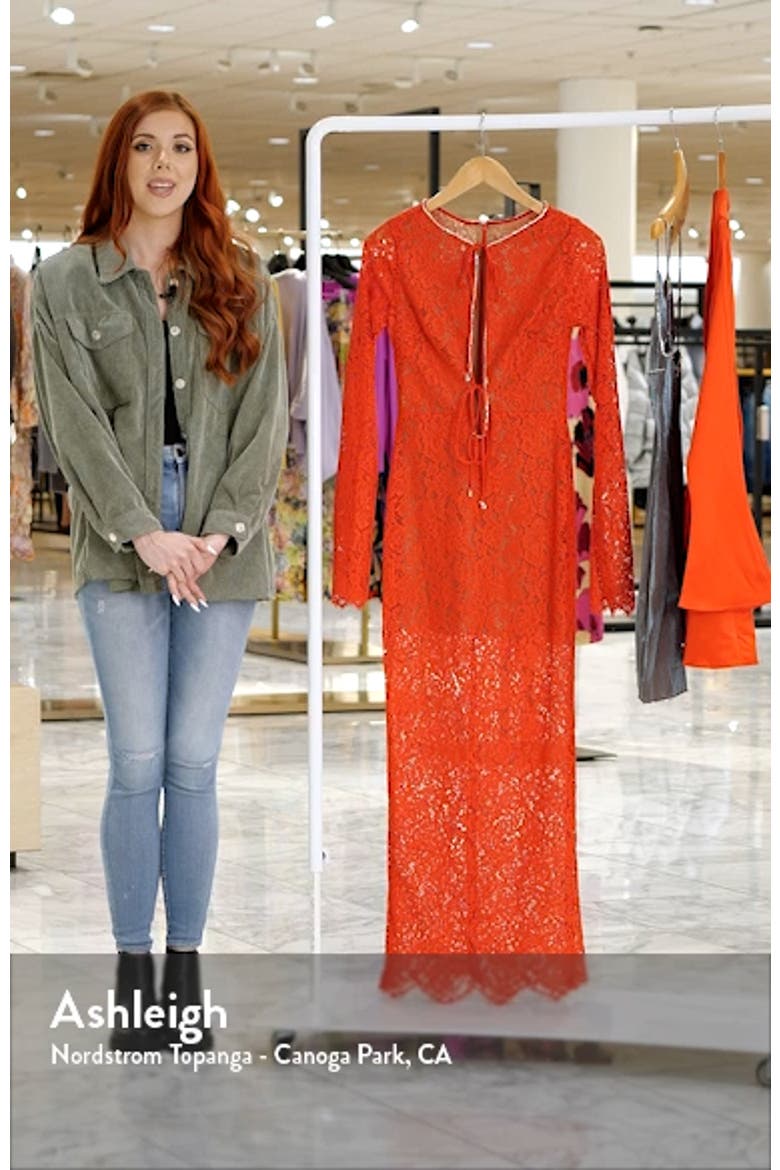 Lisandra Crystal Trim Long Sleeve Lace Dress video