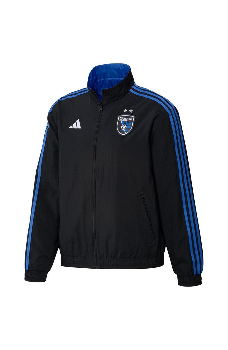 adidas Men's adidas Black/Blue San Jose Earthquakes 2023 On-Field Anthem Full-Zip Reversible Team Jacket, Alternate, color, Black