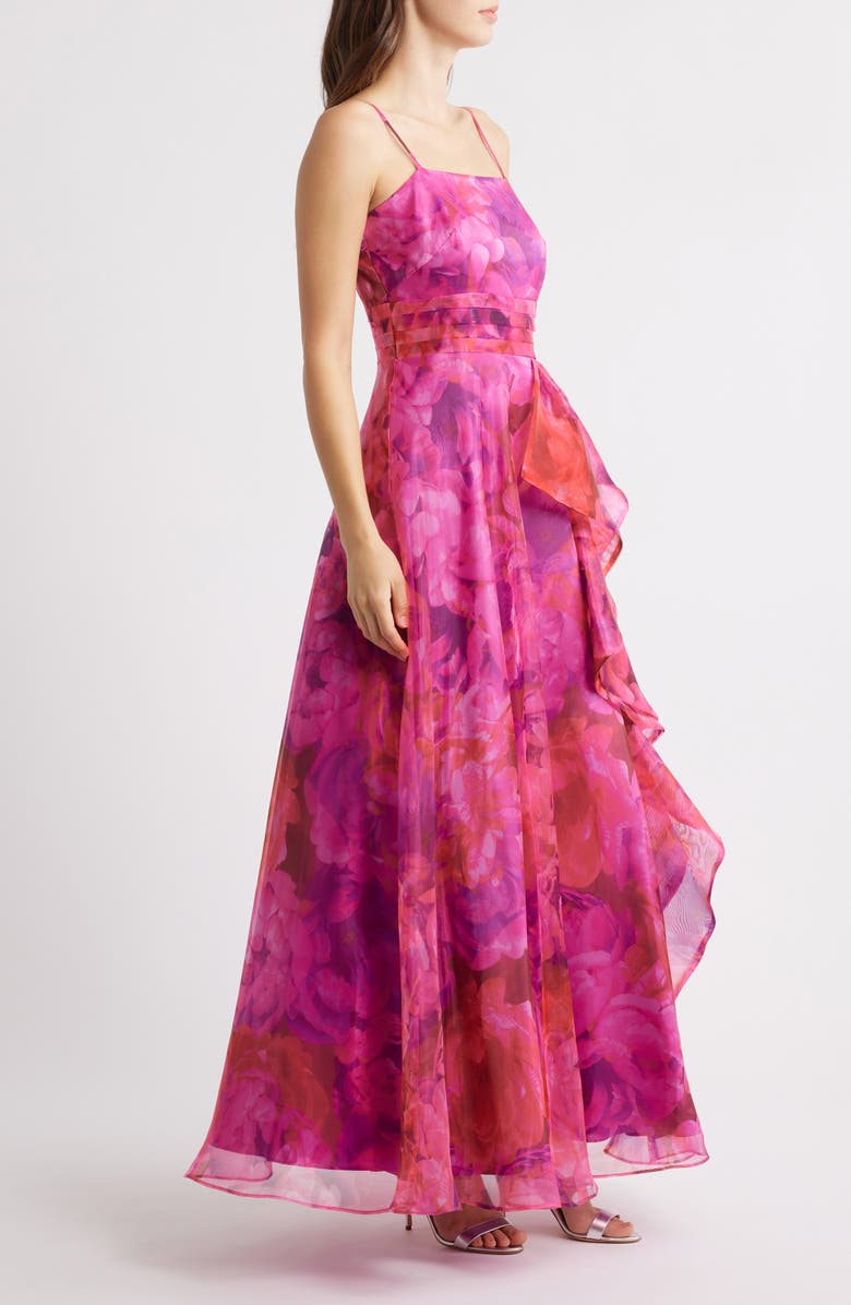 Eliza J Organza A-Line Dress, Alternate, color, Magenta