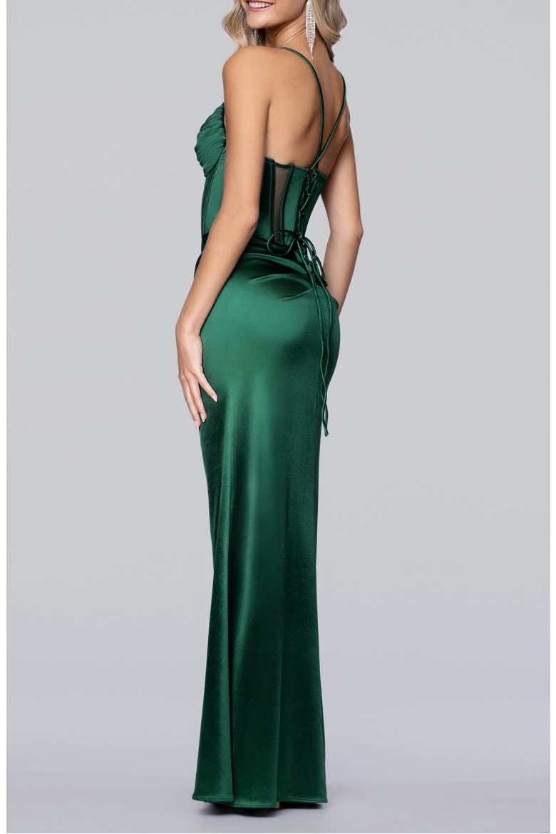 Satin Column Gown, Alternate, color, HUNTER