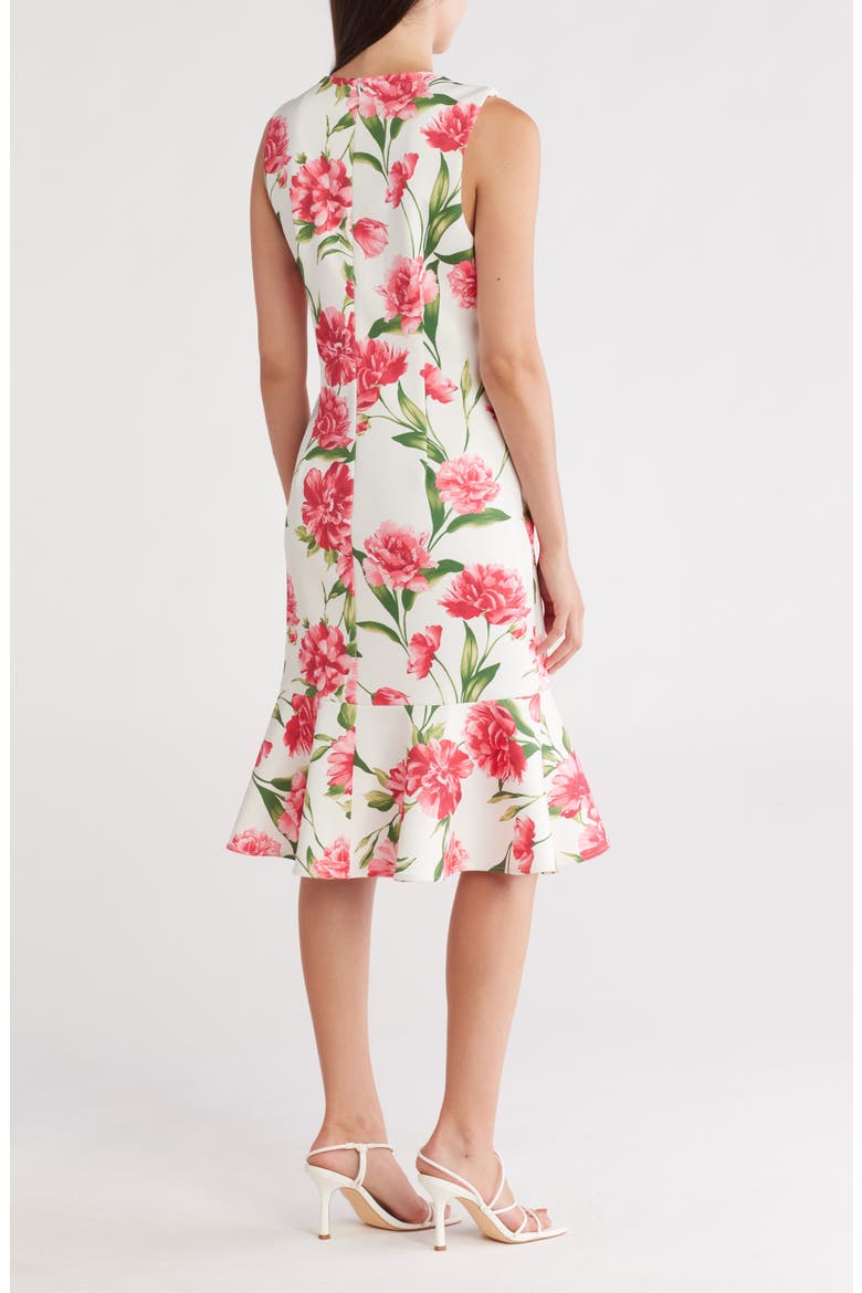 Floral Sleeveless Flounce Hem Sheath Dress, Alternate, color, IVORY MULTI