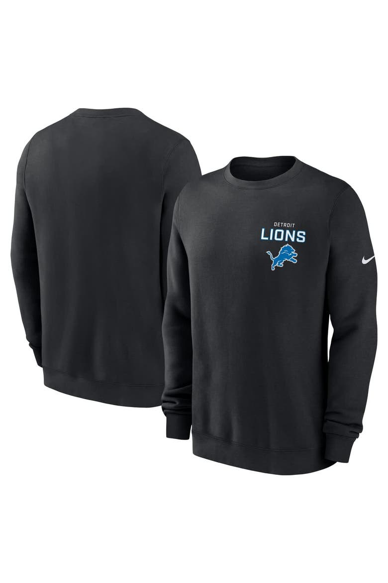 Men's Nike Black Detroit Lions Primetime Club Fleece Pullover Sweatshirt, Main, color, Black