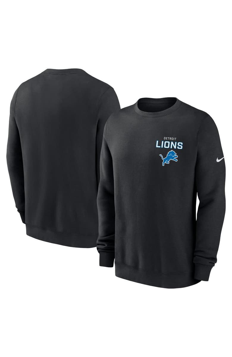Nike Men's Nike Black Detroit Lions Primetime Club Fleece Pullover Sweatshirt, Main, color, Black