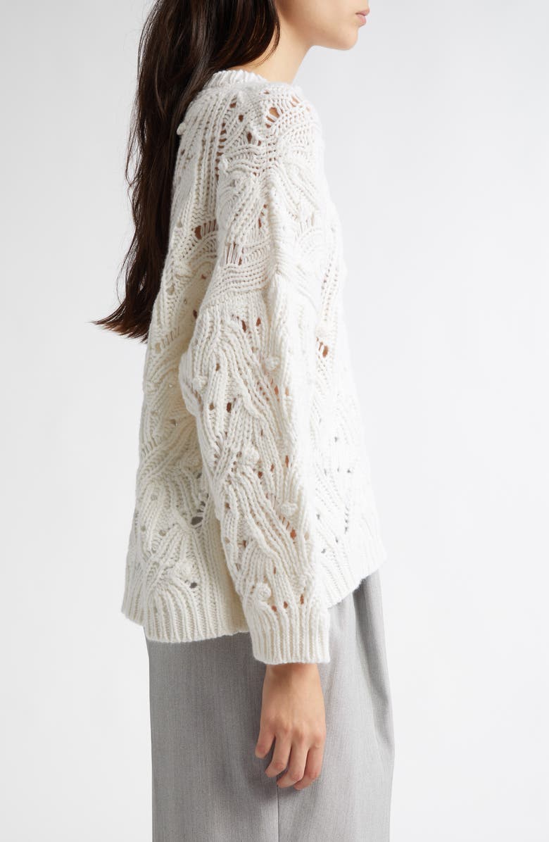 Johnstons of Elgin Slouch Lace Stitch Cashmere Sweater, Alternate, color, 